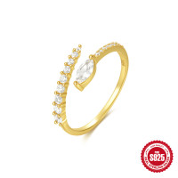 Gold-Plated Cubic Zirconia Open Band Ring