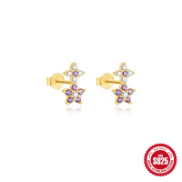 Gold-Plated Floral CZ Stud Earrings