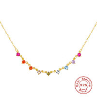 925 Silver Multicolor Station Necklace
