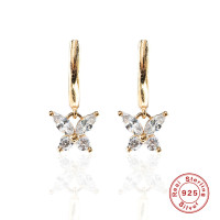 Gold Butterfly Cubic Zirconia Huggie Earrings