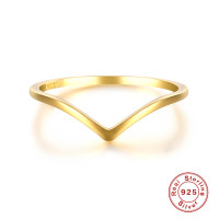 925 Silver V-Shaped Gold-Tone Ring