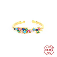925 Silver Multicolor Stone Open Band Ring