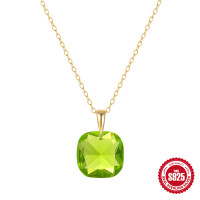 Green Crystal Gold Pendant Necklace