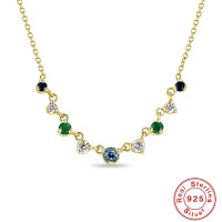 Gold-Plated Multicolor Station Necklace
