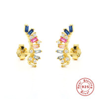 925 Silver Multicolor Stone Ear Climbers