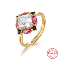 Gold-Plated Geometric Stone Ring