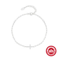 925 Silver Pavé Cross Chain Bracelet