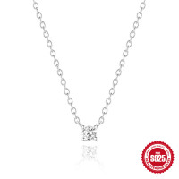 925 Silver Prong-Set Cubic Zirconia Pendant Necklace