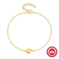 925 Silver Gold-Tone Teardrop Chain Bracelet