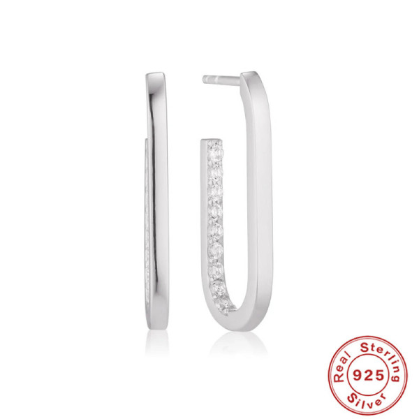 Sterling Silver Pavé Hoop Earrings
