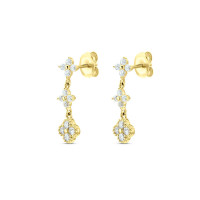 Gold Floral Diamond Dangle Earrings
