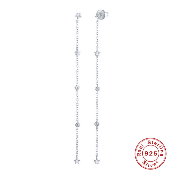 Sterling Silver Star Threader Earrings