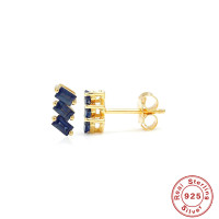 Gold-Plated Sapphire Stud Earrings