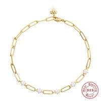 Gold-Plated Cubic Zirconia Chain Bracelet