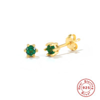 Gold-Plated Emerald Stud Earrings