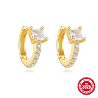 Gold-Plated Cubic Zirconia Huggie Earrings