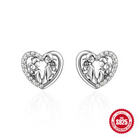 Sterling Silver Heart Family Stud Earrings