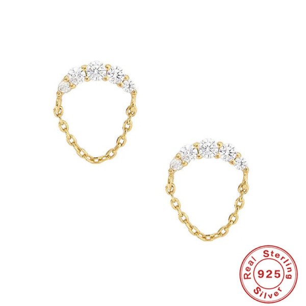 Gold-Plated Crystal Small Hoop Earrings