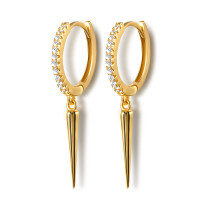 Gold Pavé Huggie Spike Earrings