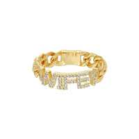 Gold Plated 'WIFEY' Rhinestone Statement Ring