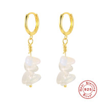 Gold-Tone Opal Dangle Huggie Earrings