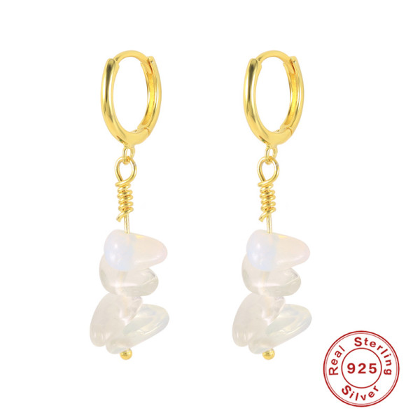 Gold-Tone Opal Dangle Huggie Earrings