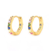 Multicolor Stone Gold Huggie Earrings