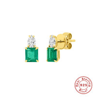 Gold-Plated Emerald Stud Earrings