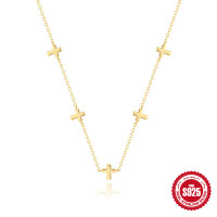 Gold-Finished Silver Cross Station Necklace