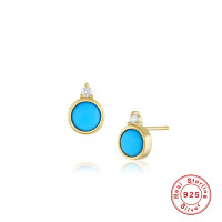 Turquoise Gold Bezel Stud Earrings