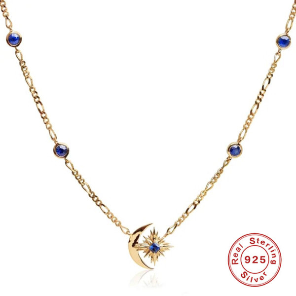 Gold-Tone Celestial Sapphire Station Necklace
