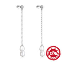 925 Silver Freshwater Pearl Dangle Earrings