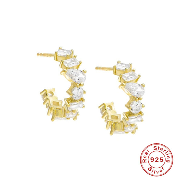 Gold-Finished Cubic Zirconia Small Hoop Earrings