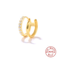 Gold-Plated Pavé Huggie Earrings