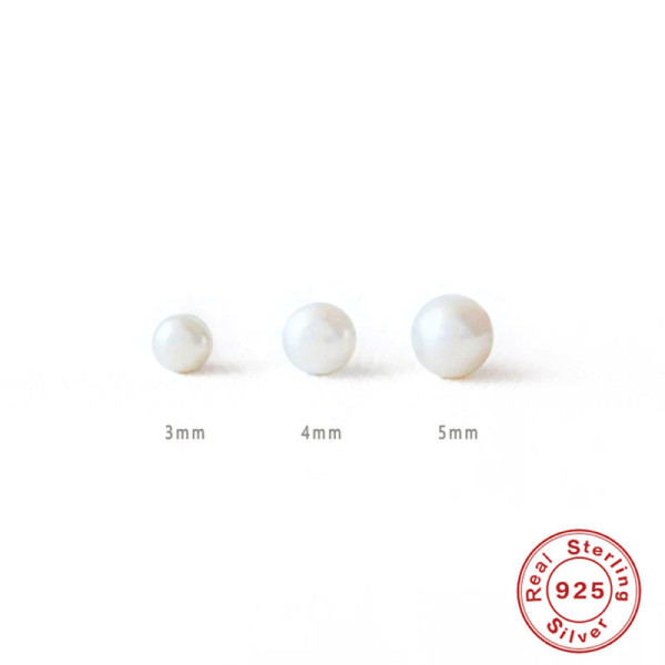 925 Silver Pearl Stud Earrings Set