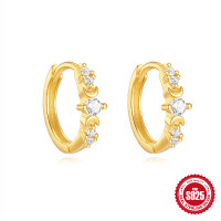 Gold-Plated 925 Silver Crystal Small Hoop Earrings