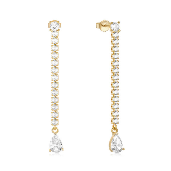 Gold-Tone Cubic Zirconia Dangle Earrings