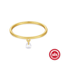 Gold-Finish Teardrop Charm Ring