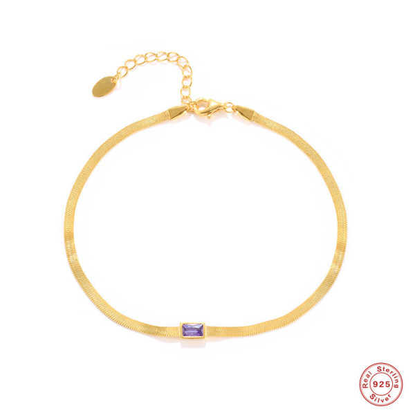 Gold-Plated Amethyst Minimalist Bracelet