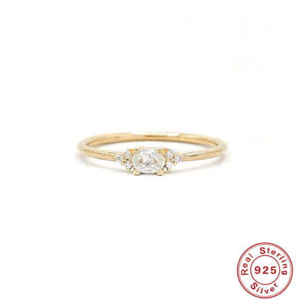 Gold-Finished Cubic Zirconia Solitaire Ring