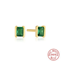 Gold-Plated Emerald Stud Earrings