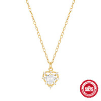 Gold-Tone Heart Cubic Zirconia Pendant Necklace