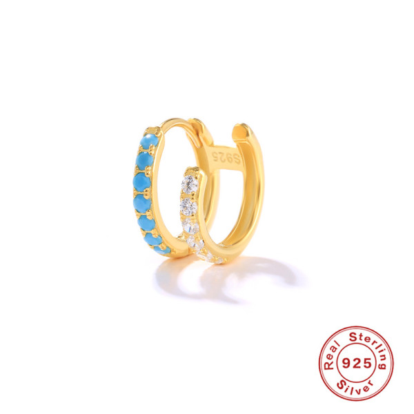 Gold Dual-Band Turquoise Ear Cuff