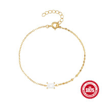 Gold-Plated Sterling Silver Cubic Zirconia Chain Bracelet