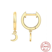 Gold-Plated Crescent Moon Huggie Earrings