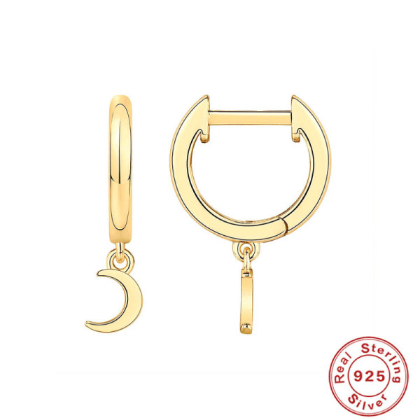 Gold-Plated Crescent Moon Huggie Earrings