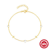 Gold-Plated Pearl Minimalist Chain Bracelet