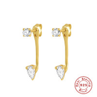 Gold-Plated Minimalist Stud Earrings with CZ