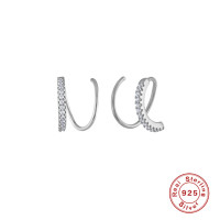925 Silver Pavé Minimalist Hoop Earrings