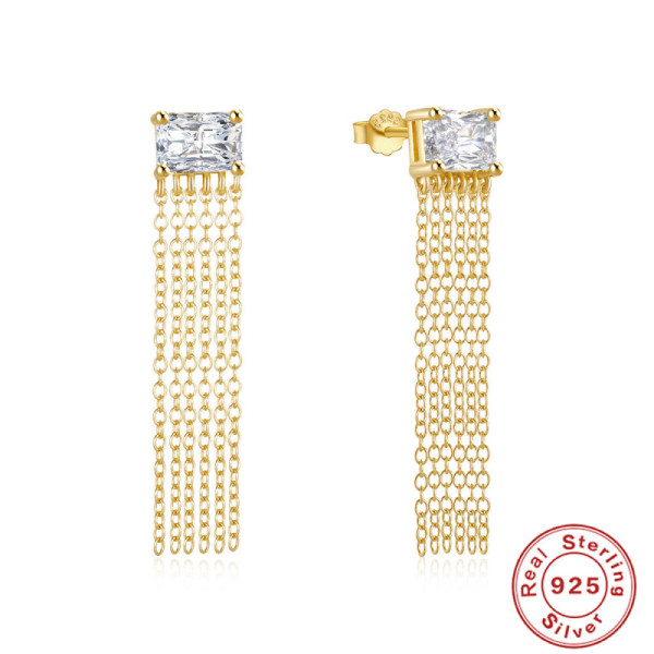 Gold-Tone Cubic Zirconia Chain Dangle Earrings